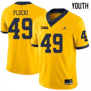 Youth Michigan #49 Tyler Plocki Yellow Jordan Brand College Jersey 496387-196