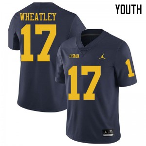 Youth Michigan #17 Tyrone Wheatley Navy Jordan Brand Alumni Jersey 846262-974