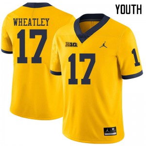Youth Michigan #17 Tyrone Wheatley Yellow Jordan Brand Stitched Jersey 984952-362