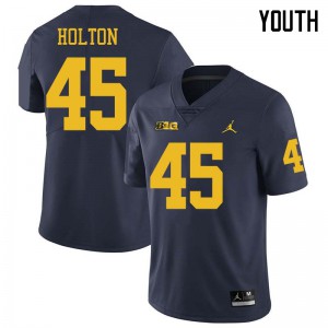 Youth Wolverines #45 William Holton Navy Jordan Brand Stitch Jerseys 247855-340