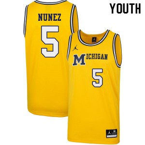Youth University of Michigan #5 Adrien Nunez Yellow 1989 Retro Basketball Jersey 777961-395