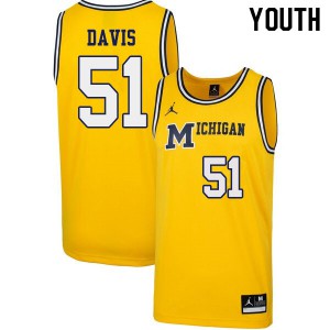 Youth Michigan Wolverines #51 Austin Davis Yellow 1989 Retro Basketball Jersey 779460-310