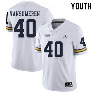 Youth Michigan #40 Ben VanSumeren White Embroidery Jersey 609607-669