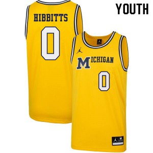 Youth Michigan Wolverines #0 Brent Hibbitts Yellow 1989 Retro Basketball Jerseys 373232-263