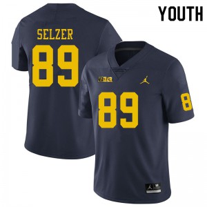 Youth Wolverines #89 Carter Selzer Navy Player Jerseys 389699-628