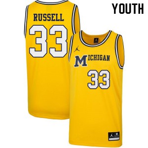 Youth Michigan #33 Cazzie Russell Yellow 1989 Retro Stitched Jerseys 747391-161