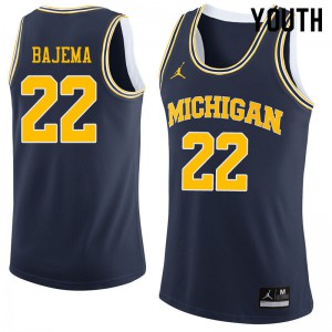 Youth Michigan Wolverines #22 Cole Bajema Navy Stitched Jersey 860316-162