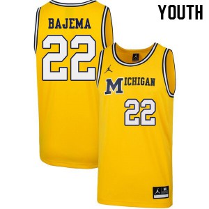Youth University of Michigan #22 Cole Bajema Yellow 1989 Retro Alumni Jerseys 458951-703