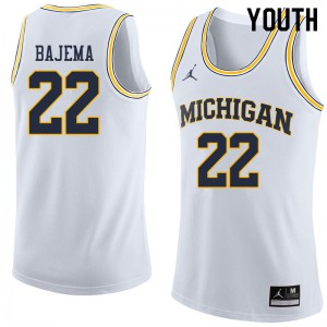 Youth Michigan Wolverines #22 Cole Bajema White Official Jersey 680998-293