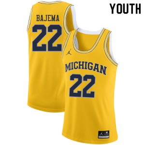 Youth Michigan Wolverines #22 Cole Bajema Yellow Stitched Jersey 928995-778