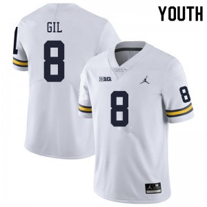 Youth Wolverines #8 Devin Gil White University Jersey 286000-305