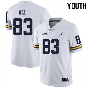 Youth Michigan #83 Erick All White Football Jersey 916493-420