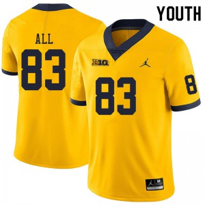Youth Michigan #83 Erick All Yellow Football Jerseys 576368-939
