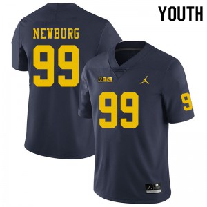 Youth Wolverines #99 Gabe Newburg Navy Stitch Jerseys 714370-309