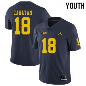 Youth Michigan #18 George Caratan Navy NCAA Jersey 470350-691