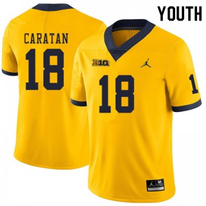 Youth Wolverines #18 George Caratan Yellow Official Jersey 445644-103