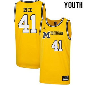 Youth Michigan Wolverines #41 Glen Rice Yellow 1989 Retro Stitch Jersey 650569-250