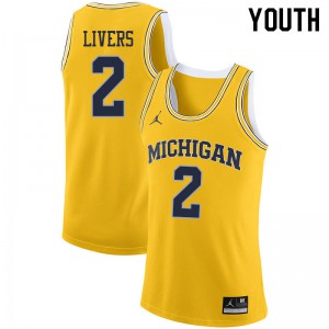 Youth Michigan #2 Isaiah Livers Yellow Alumni Jerseys 814318-611