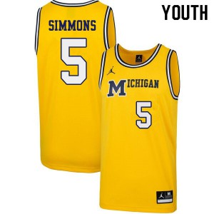 Youth Michigan Wolverines #5 Jaaron Simmons Yellow 1989 Retro Official Jersey 668093-638