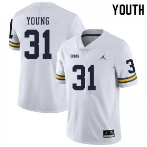 Youth University of Michigan #31 Jack Young White University Jersey 320553-594