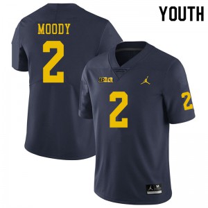 Youth University of Michigan #2 Jake Moody Navy Football Jerseys 552148-689