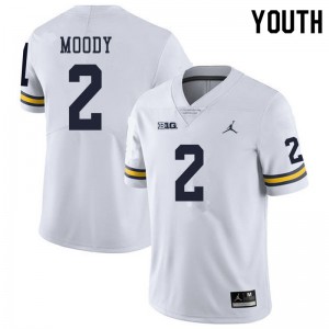 Youth University of Michigan #2 Jake Moody White Official Jerseys 766054-695