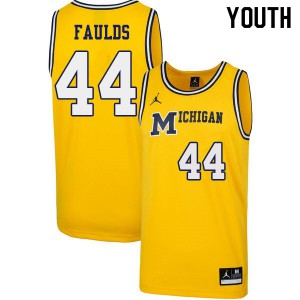 Youth Michigan Wolverines #44 Jaron Faulds Yellow 1989 Retro Stitch Jersey 697560-567