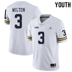 Youth University of Michigan #3 Joe Milton White Stitched Jersey 987936-121