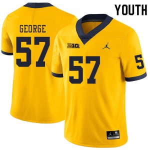 Youth Michigan Wolverines #57 Joey George Yellow Embroidery Jerseys 283305-846