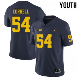 Youth University of Michigan #54 Kraig Correll Navy NCAA Jersey 192091-713