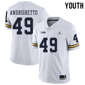 Youth University of Michigan #49 Lucas Andrighetto White NCAA Jersey 808249-909