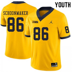 Youth Michigan #86 Luke Schoonmaker Yellow Embroidery Jersey 106899-330