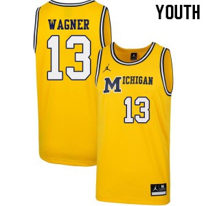 Youth Wolverines #13 Moritz Wagner Yellow 1989 Retro Player Jerseys 676599-210