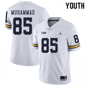 Youth University of Michigan #85 Mustapha Muhammad White Official Jerseys 722451-159