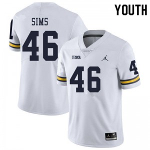 Youth Michigan #46 Myles Sims White University Jerseys 787855-321
