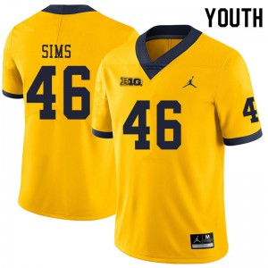 Youth Wolverines #46 Myles Sims Yellow Stitched Jerseys 827142-122