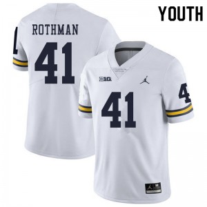 Youth Wolverines #41 Quinn Rothman White Stitch Jersey 604869-576