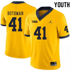 Youth University of Michigan #41 Quinn Rothman Yellow Alumni Jersey 792839-902