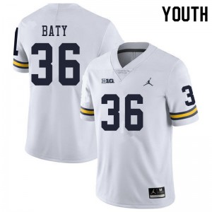 Youth Michigan #36 Ramsey Baty White Stitch Jersey 131248-453