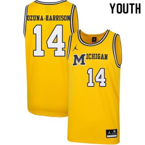 Youth Michigan Wolverines #14 Rico Ozuna-Harrison Yellow 1989 Retro University Jersey 954493-388