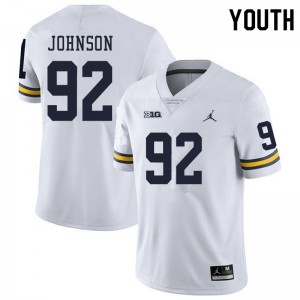 Youth Michigan #92 Ron Johnson White Football Jersey 309745-709
