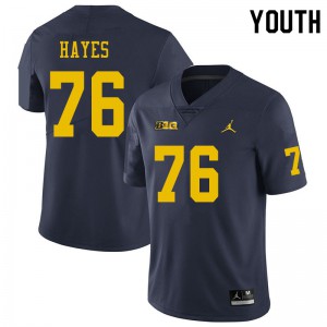 Youth Wolverines #76 Ryan Hayes Navy Embroidery Jerseys 445469-711