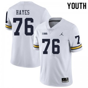 Youth Wolverines #76 Ryan Hayes White Embroidery Jerseys 402481-497