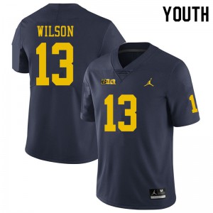 Youth Michigan Wolverines #13 Tru Wilson Navy Official Jersey 752954-307