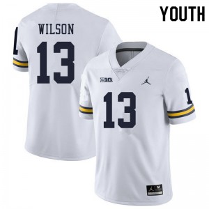 Youth Michigan #13 Tru Wilson White Stitch Jersey 596923-391