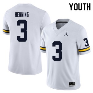 Youth Michigan #3 A.J. Henning White Stitched Jerseys 457880-483
