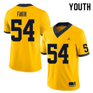 Youth Wolverines #54 Adam Fakih Yellow Stitch Jerseys 258423-790