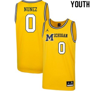 Youth University of Michigan #0 Adrien Nunez Retro Yellow University Jersey 460243-867