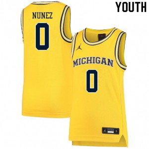 Youth Michigan Wolverines #0 Adrien Nunez Yellow Basketball Jerseys 630241-969