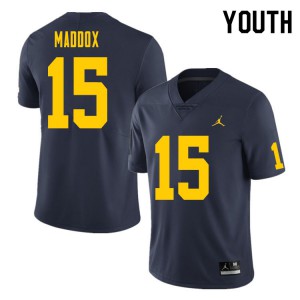 Youth Wolverines #15 Andy Maddox Navy College Jersey 541238-529